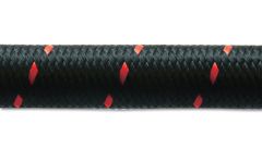 11988R - Braided Flex Hose, Nylon, Black/Red, Size: -8AN, Hose ID: 0.44", 5ft Roll