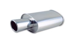 1046 - STREETPOWER Oval Muffler w/ 4" Round Angle Cut Tip (2.5" inlet)